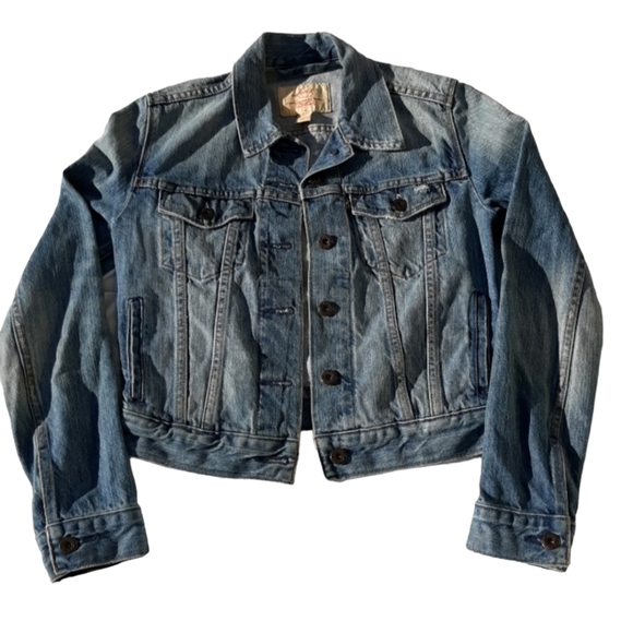 Levis XS Stitch Customized Distressed Jean Denim Jacket - Picture 3 of 17